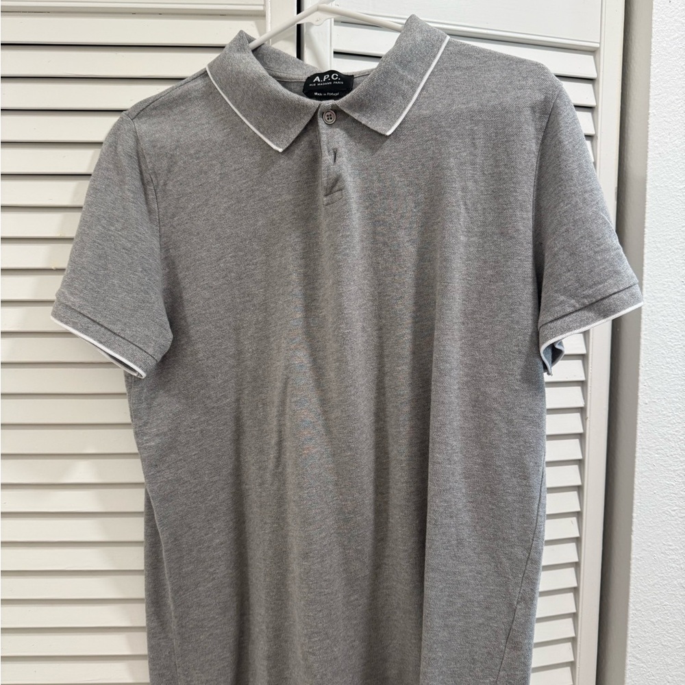 A.P.C. Men’s Grey Pique Polo Shirt